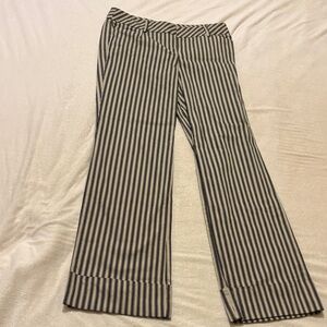 LOFT Navy and Cream Striped Trousers